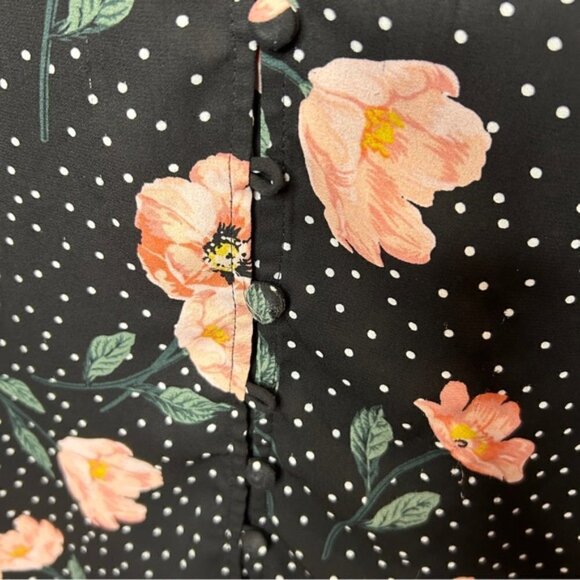 Torrid Harper Floral Polka Dot Sleeveless Blouse 3X Black Peach Tiny Flaw - Picture 12 of 14